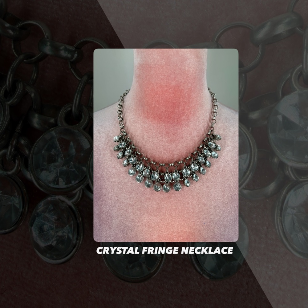 EUC Crystal Fringe Statement Necklace